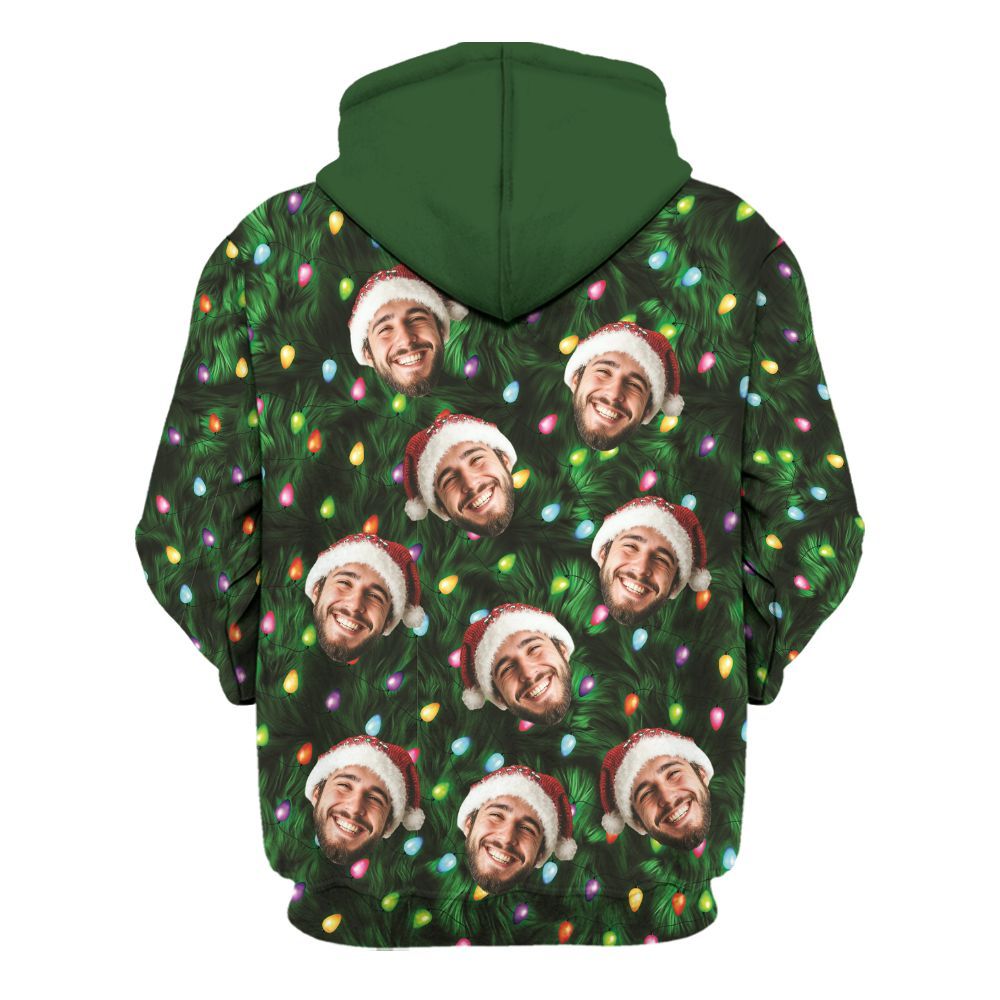 Amare Box Personalized Photo Funny Merry X-mas Ugly Sweater, Custom Merry Xmas Christmas Party Gift For Dad Unisex Hoodie