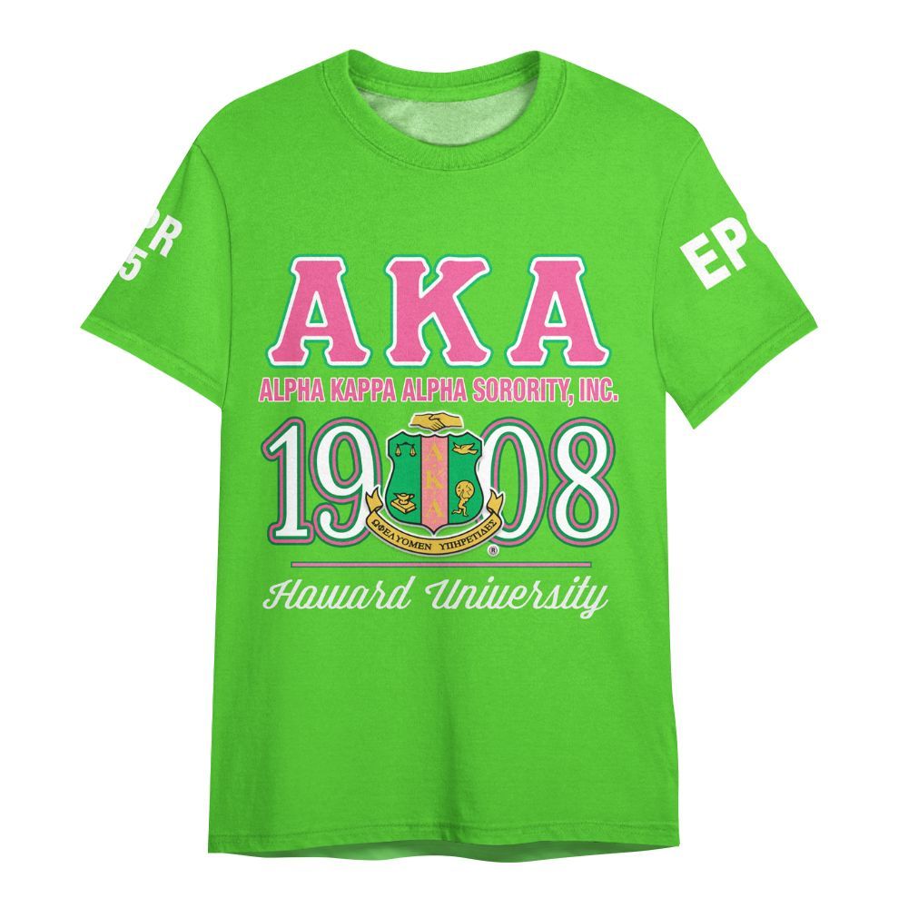 Custom A.K.A Probate Line Shirt, Personalized Salmon Pink And Apple Green 1908 Sorority Shirt