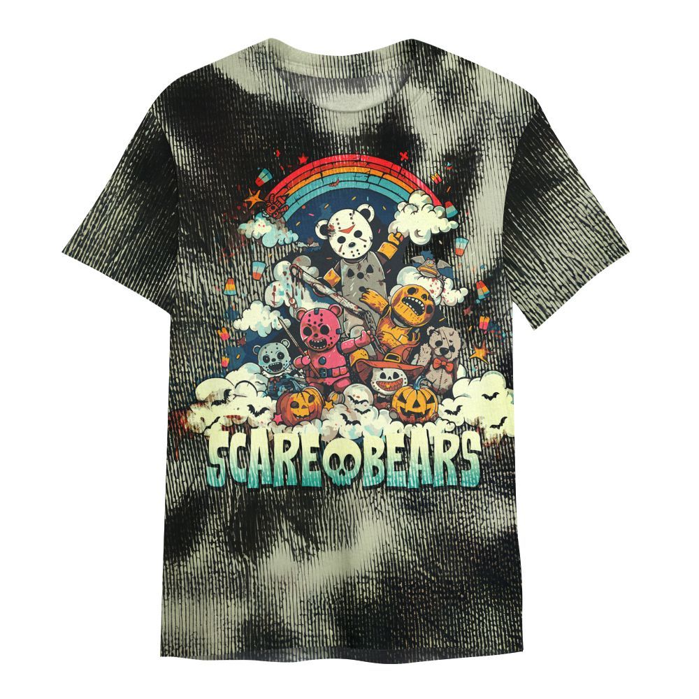 Amare Box Horror Halloween Character Slasher Sublimated Tie Dye Shirt, Hockey Mask Rainbow Graphic All Over Print Unisex Shirt