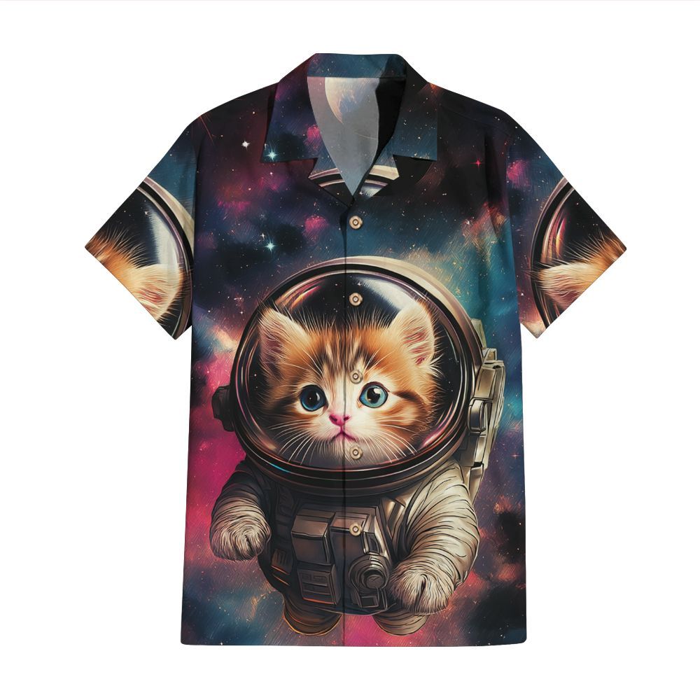 Amare Box Cat Taco Space Galaxy Shirt, Cat Lady Space Moon Funny Graphic Tee Unisex Hawaii Shirt, Short