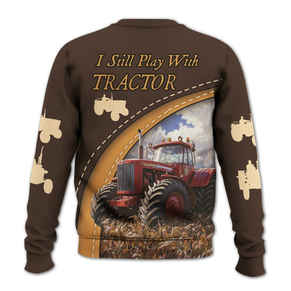 Amare Box Farm Tractor Shirt, I Still Play With Tractor, Custom Name Shirt, Tractor Clipart, Love Tractor, Vintage Tractor, Gift For Loves Farmer Knitted Sweater