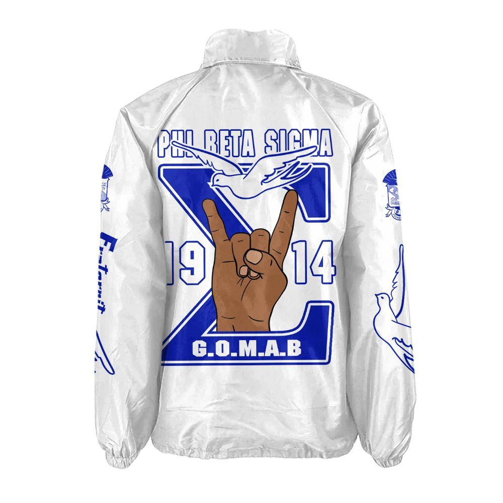 Ireishprint Phi Beta Sigma Crossing Jacket, Dove Hand Sign White Jacket Phi Beta Sigma Fraternity Crossing Jacket