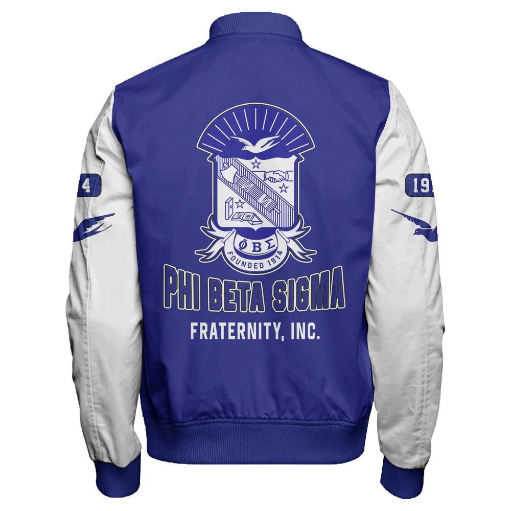 Phi Beta Sigma Varsity Sleeve Zip Bomber Jacket T09