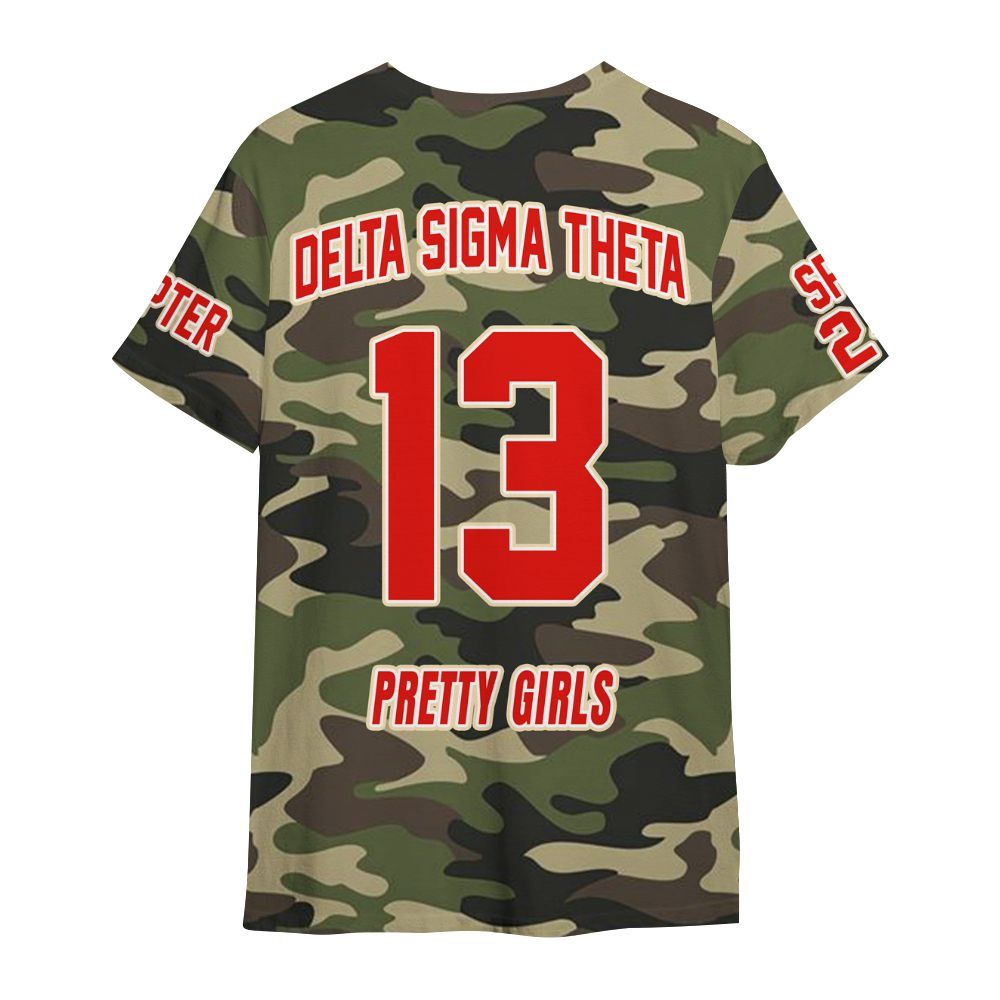 Ireishprint Delta Sigma Theta Custom Chapter Shirt, Personalized Camo Style Shirt Delta Sigma Theta Sorority Shirt
