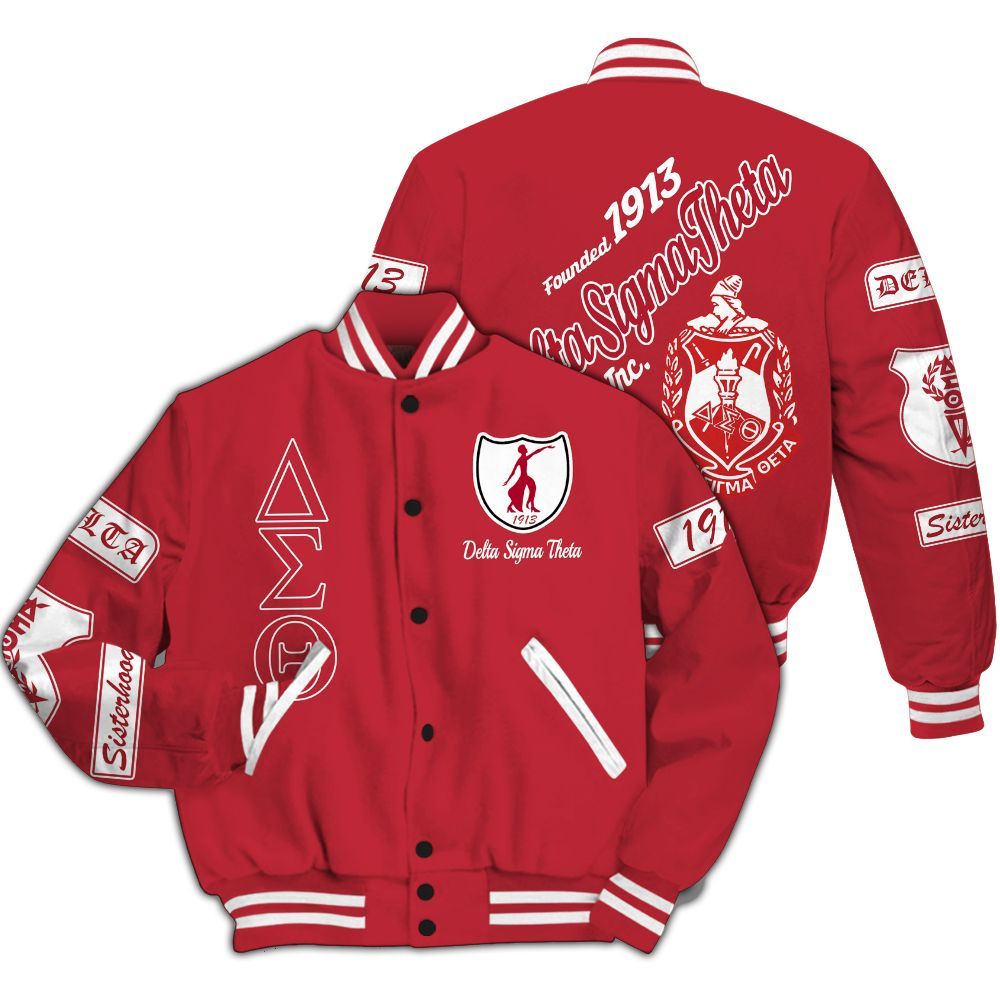 Ireishprint Delta Sigma Theta Varsity Jacket, Sisterhood Founded 1913 Delta Sigma Theta Sorority Jacket