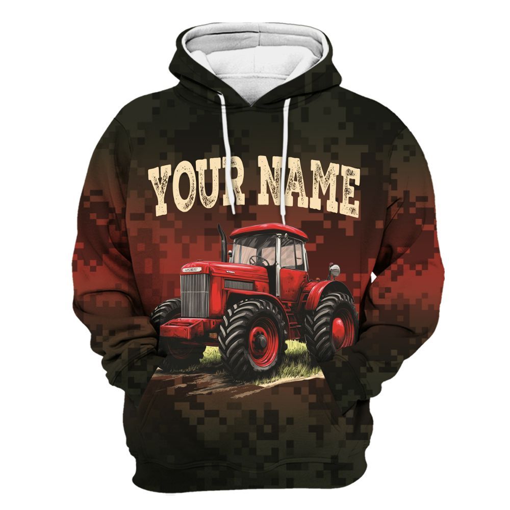 Amare Box Farm Tractor Shirt, Never Underestimate An Old Man, Custom Name, Camouflage Tractor Clipart, Vintage Tractor, Gift For Farm Lover Unisex Hoodie