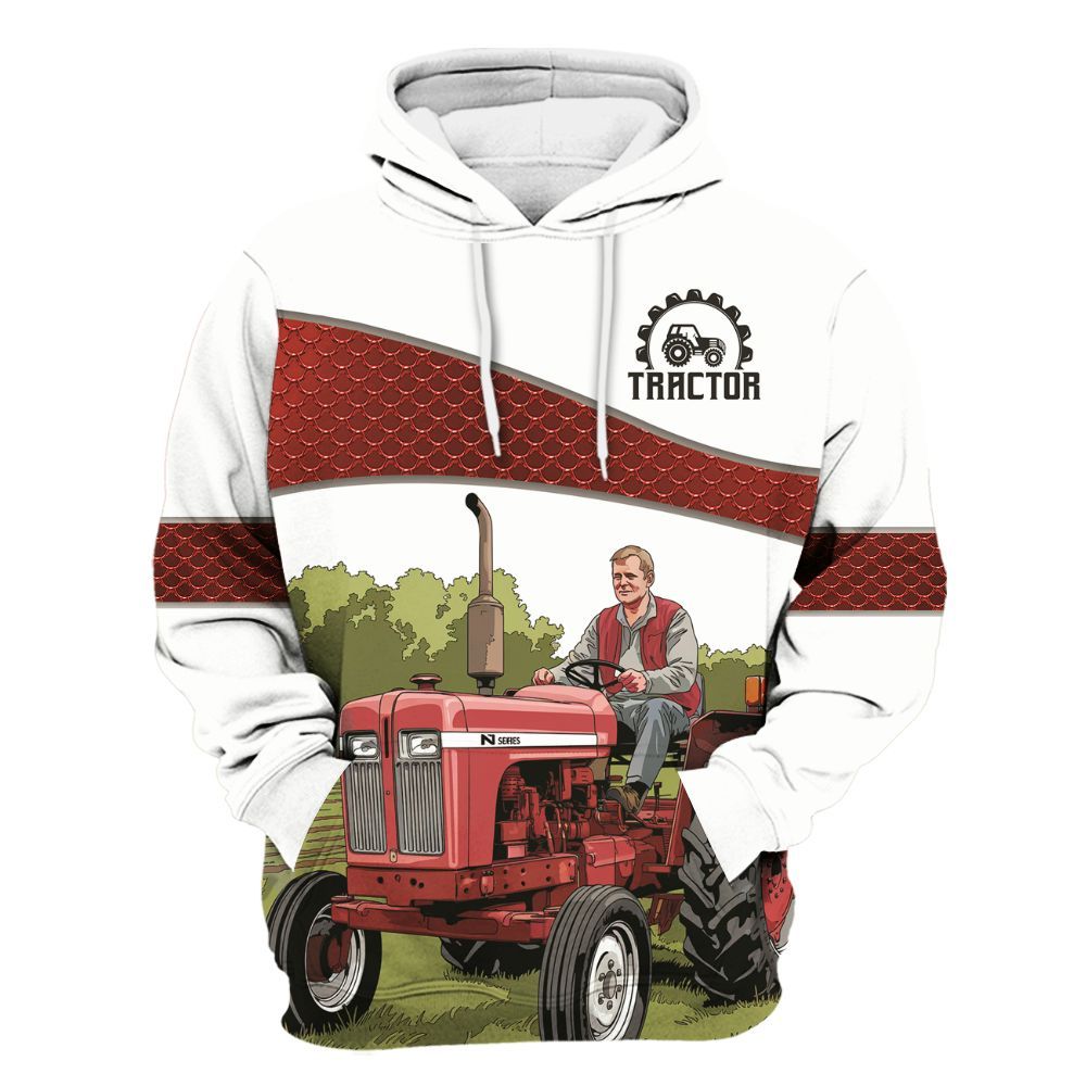 Amare Box Farm Tractor Shirt, Red Tractor, Custom Tractor Name Shirt, Tractor Clipart, Love Tractor, Vintage Tractor, Gift For Farm Lover Unisex Hoodie