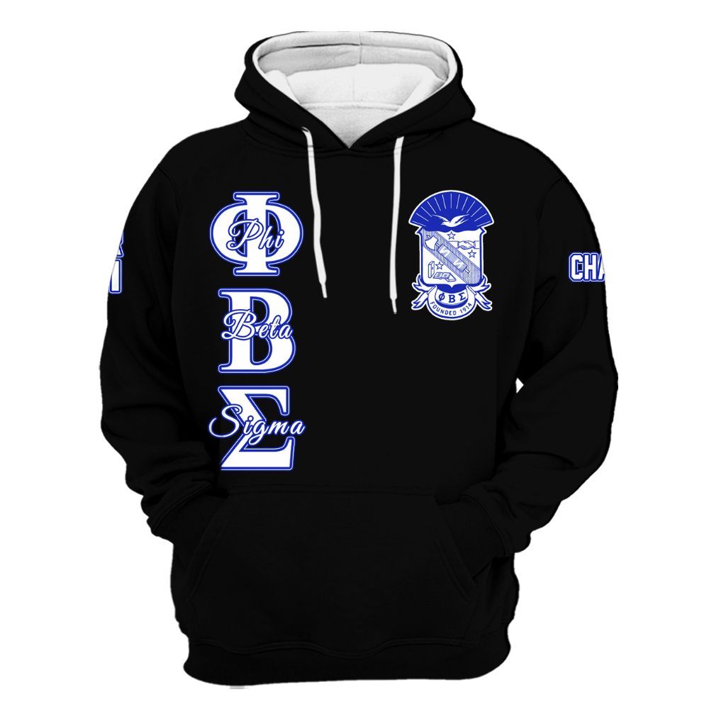 Ireishprint Phi Beta Sigma Custom Chapter Shirt, Personalized Black Shirt Phi Beta Sigma Fraternity Hoodie