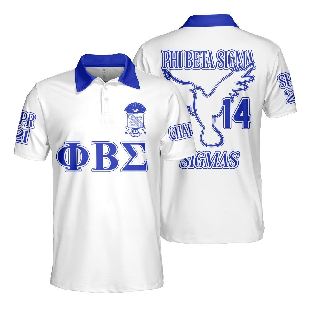Ireishprint Phi Beta Sigma Custom Chapter Polo Shirt, Personalized Dove White Polo Phi Beta Sigma Fraternity Polo Shirt
