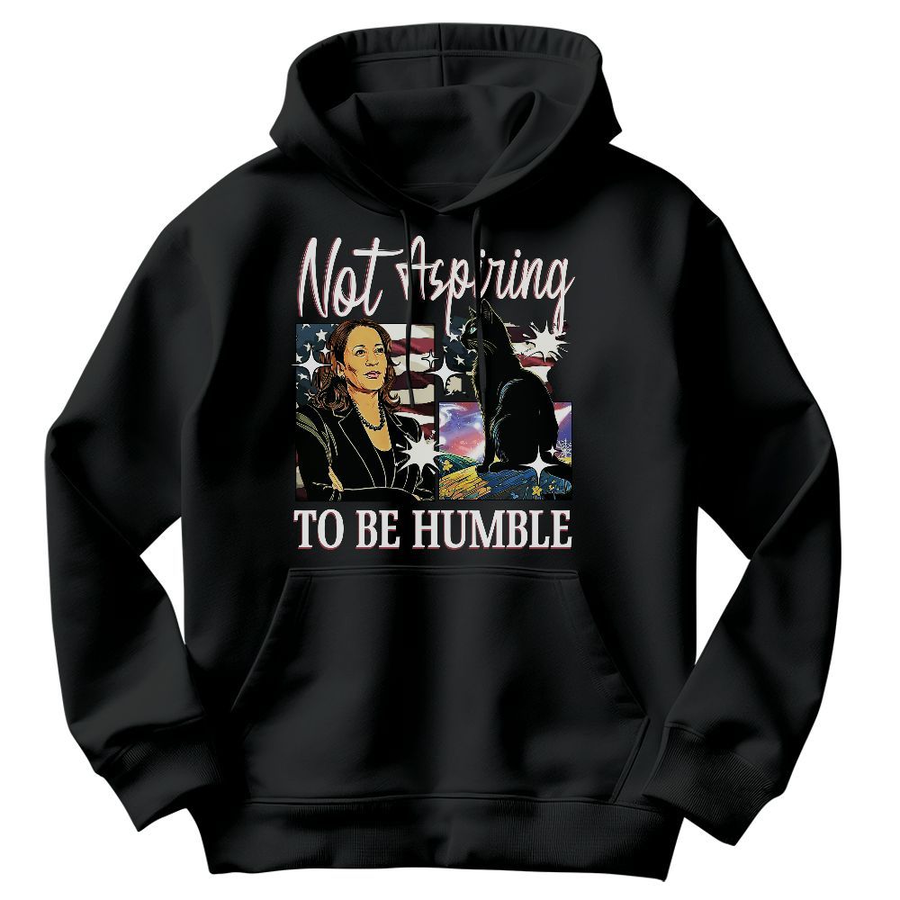 Amare Box Not Aspiring To Be Humble Shirt, Support Women Right Shirt, Black Cat Feminist Girl Power Shirt Unisex Hoodie