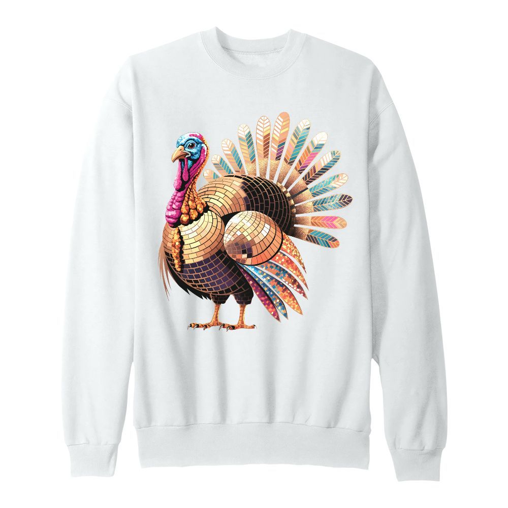 Amare Box Thanksgiving Turkey Disco Ball, Thanksgiving Thankful Coquette, Turkey Day Gift Unisex Sweatshirt