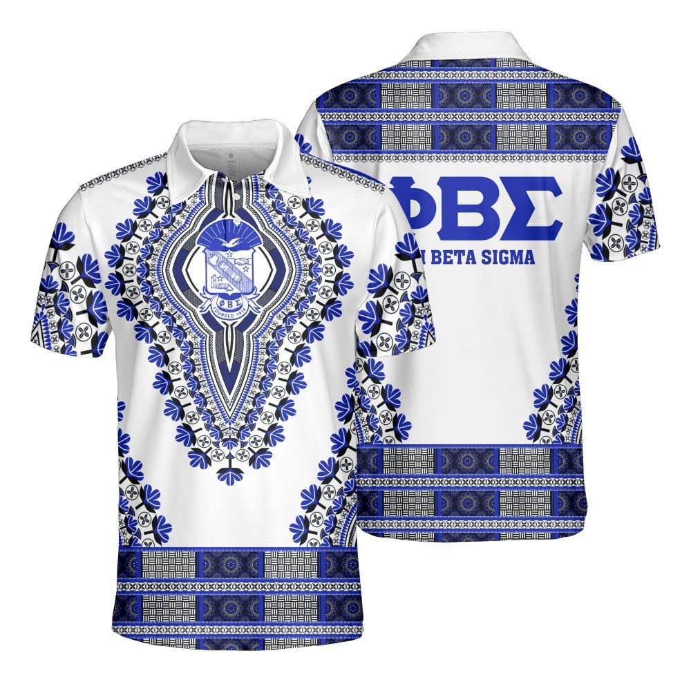 Ireishprint Phi Beta Sigma Polo Shirt, African Dashiki Style Phi Beta Sigma Fraternity Polo Shirt
