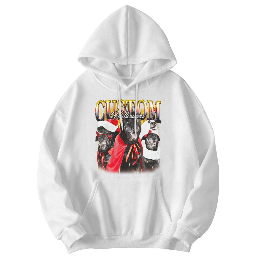 Amare Box Custom Your Own Dog Halloween Bootleg 90s Custom Name, Photo Shirt, Retro Vintage Halloween Unisex Hoodie