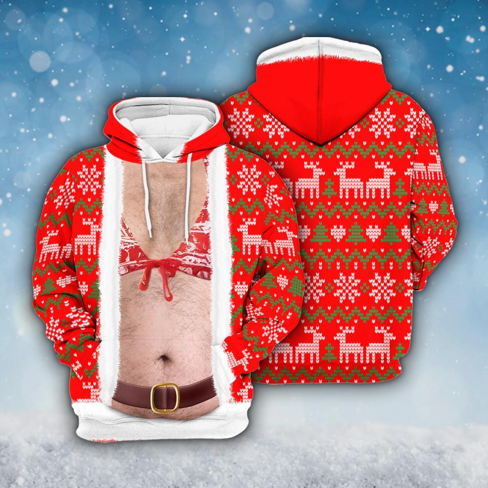 Amare Box Faux Real Ugly Christmas Sweater, Funny Santa Meme Xmas Sweater Design Gift For Fan