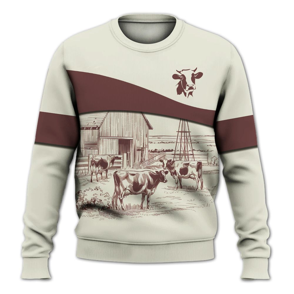 Amare Box Cow Farm Shirt, Family Cow Farm, Dairy Cow, Farm Cow, Cow Shirt, Farm Shirt, Cow Lover, Custom Name Gift Shirt For Farmer Knitted Sweater