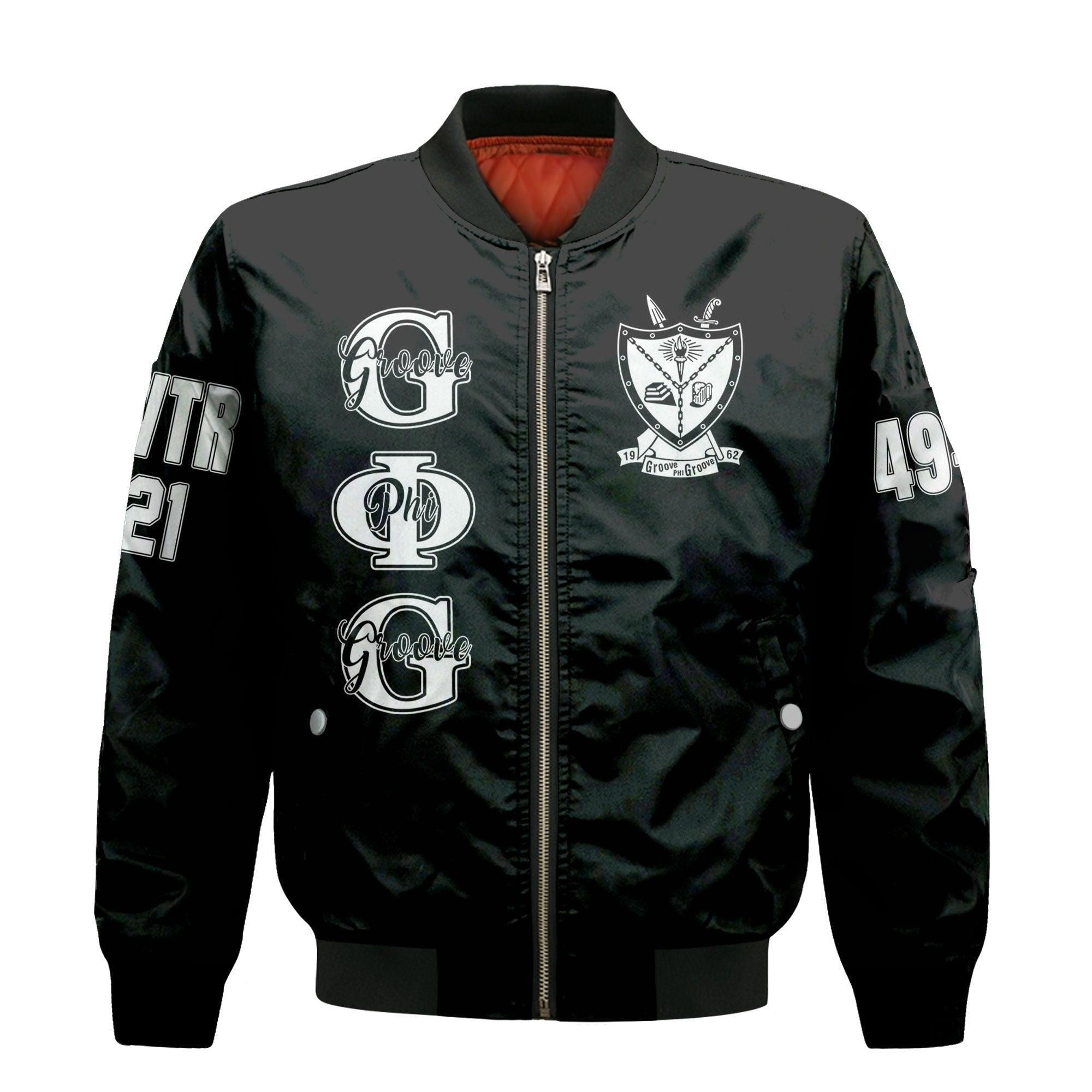 Custom Chapter Groove Phi Groove Jacket - Groove Phi Groove Sleeve Zip Bomber Jacket