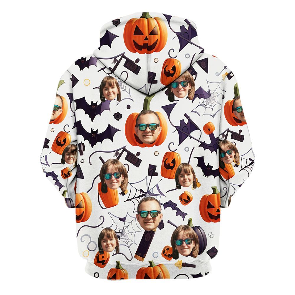 Amare Box Custom Face Halloween Hawaii Shirt, Magic Pumkin With Bats Halloween Horror The Spooky Unisex Hoodie