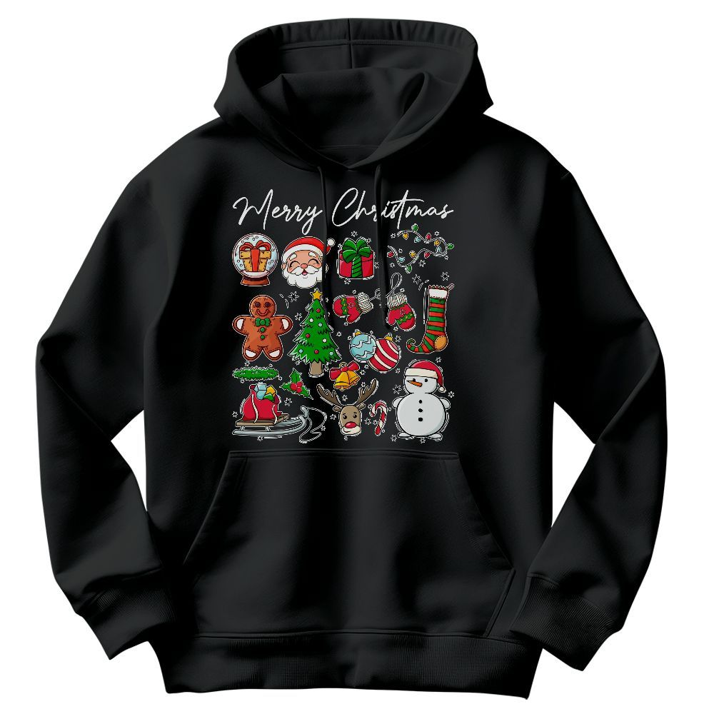 Amare Box Retro Christmas Doodle Shirt, Cute Christmas Element Design Gift For Fan Unisex Hoodie