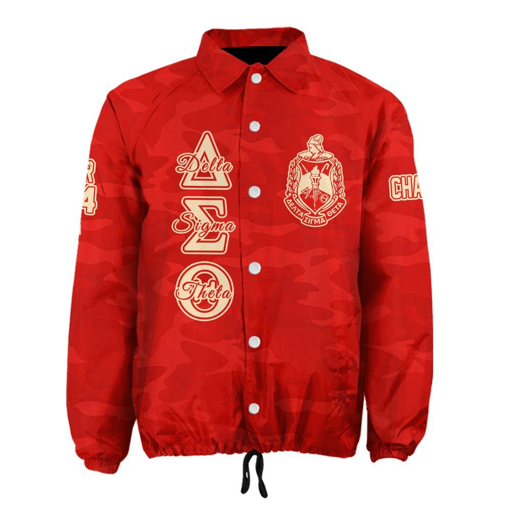 Ireishprint Delta Sigma Theta Custom Line Crossing Jacket, Personalized Camo Style Crimson Jacket Delta Sigma Theta Sorority Crossing Jacket