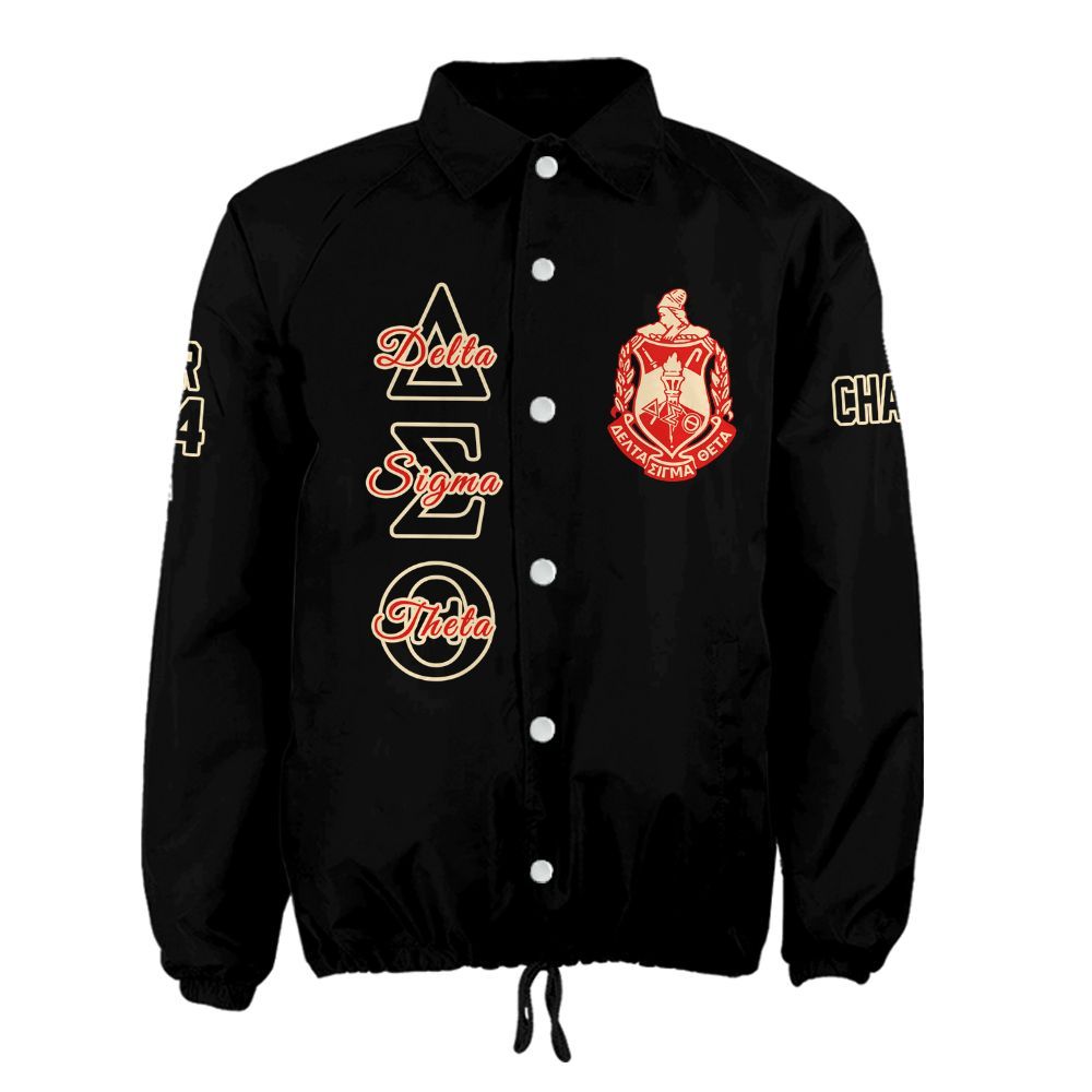 Ireishprint Delta Sigma Theta Custom Line Crossing Jacket, Black Line Simple Style Delta Sigma Theta Jacket Sorority Crossing Jacket