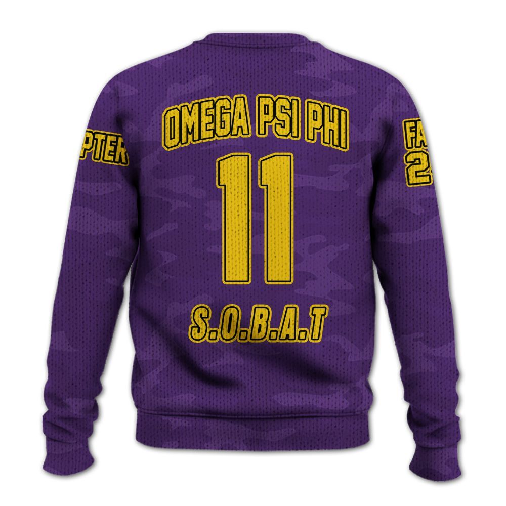 Ireishprint ΩΨΦ Custom Chapter Shirt, Personalized Camo Old Gold Sleeve Shirt ΩΨΦ Fraternity Knitted Sweater