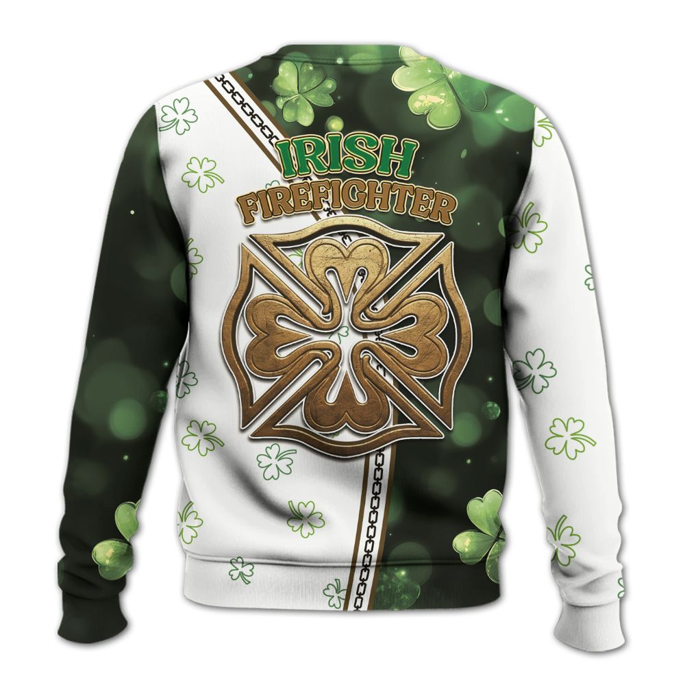 Amare Box Firefighter Shirt, ST Patrick's Day, Irish Firefighter, Rescue Heroes, Firefighter Apparel, Custom Name Gift Shirt For Man Knitted Sweater