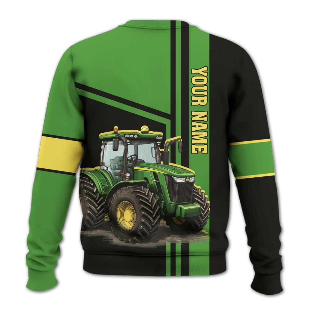 Amare Box Farm Tractor Shirt, Green Tractor, Custom Tractor Name, Custom Name, Tractor Clipart, Vintage Tractor, Gift For Farm Lover Knitted Sweater