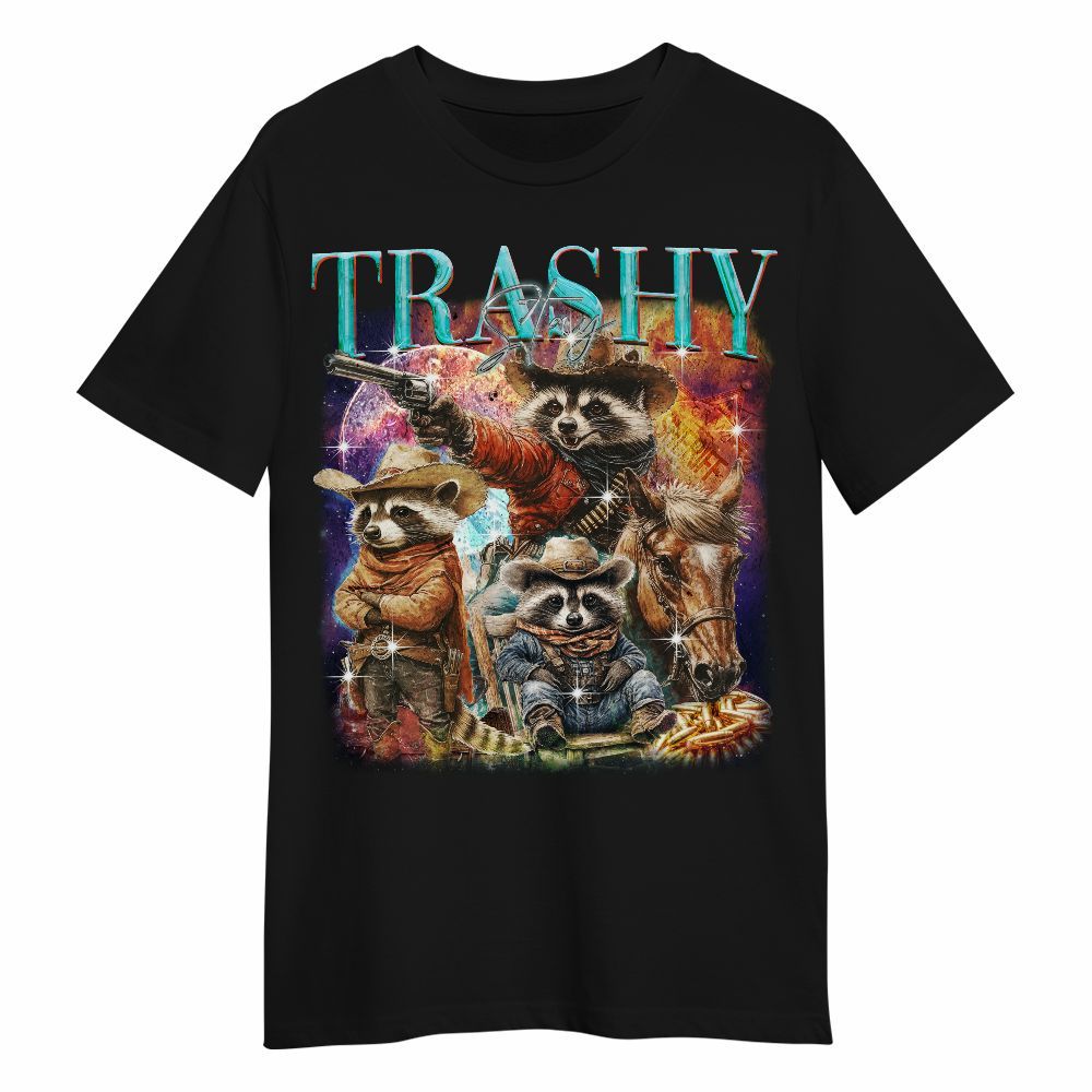 Amare Box Retro Stay Trashy Shirt, Funny Cowboy Cowboy Raccoon West Country Cute Unisex Shirt