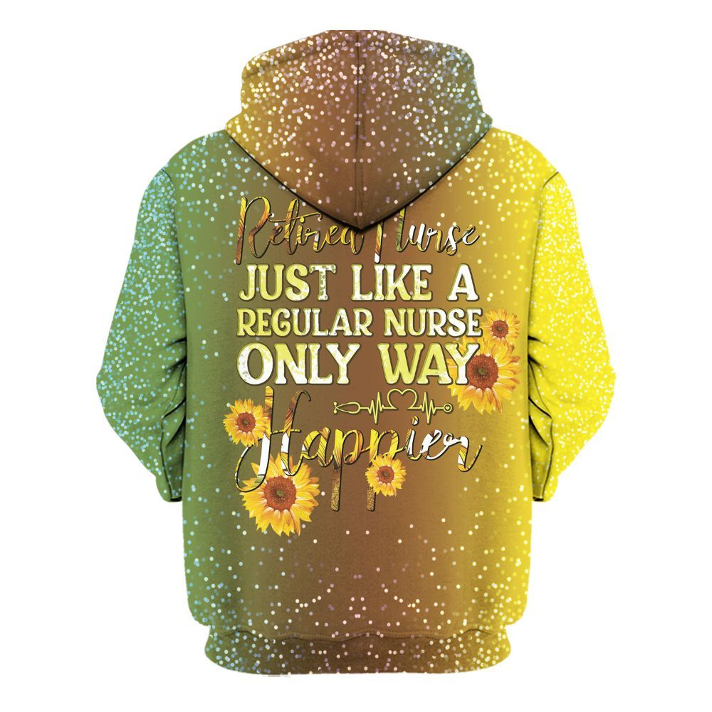 Amare Box Nurse Shirt, Retired Nurse Just Like A Regular Nurse Only Way Happier, Custom Name Shirt, Retired Nurse, Black Nurse, Nurse Clipart, Gift For Black Nure Unisex Hoodie