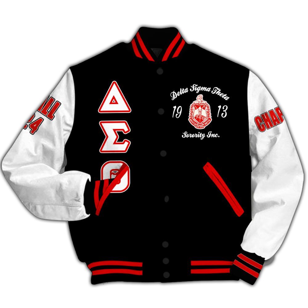 Ireishprint Delta Sigma Theta Custom Chapter Varsity Jacket, Delta Sigma Theta Sisterhood Sorority Jacket