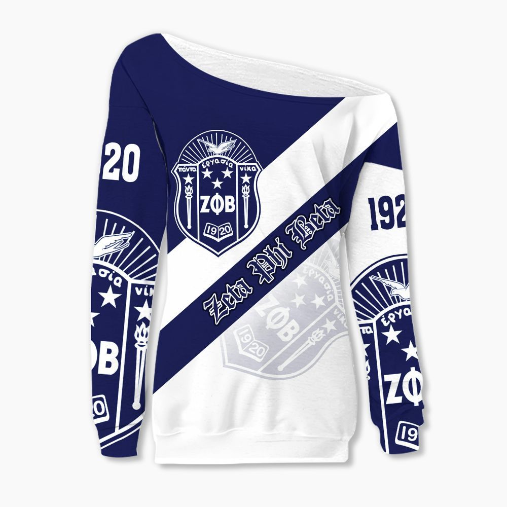 Ireishprint Zeta Phi Beta Off Shoulder Sweatshirt, Zeta Phi Beta Tech Style Zeta Phi Beta Sorority Off Shoulder Sweatshirt