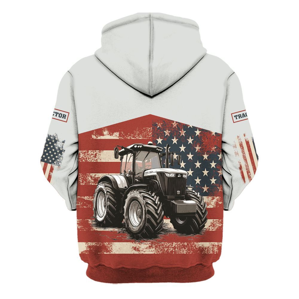 Amare Box Farm Tractor Shirt, Flag Tractor, Custom Name, Tractor Name, Love Tractor, Vintage Tractor, Gift For Farm Lover Unisex Hoodie