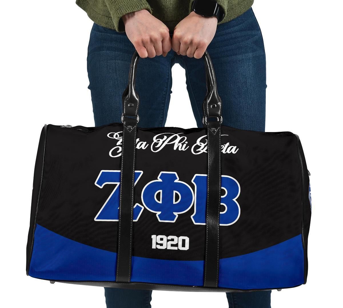 Ireishprint Zeta Phi Beta Travel Bag, Zeta Phi Beta 1920 Curve Style Zeta Blue Travel Sorority Bag
