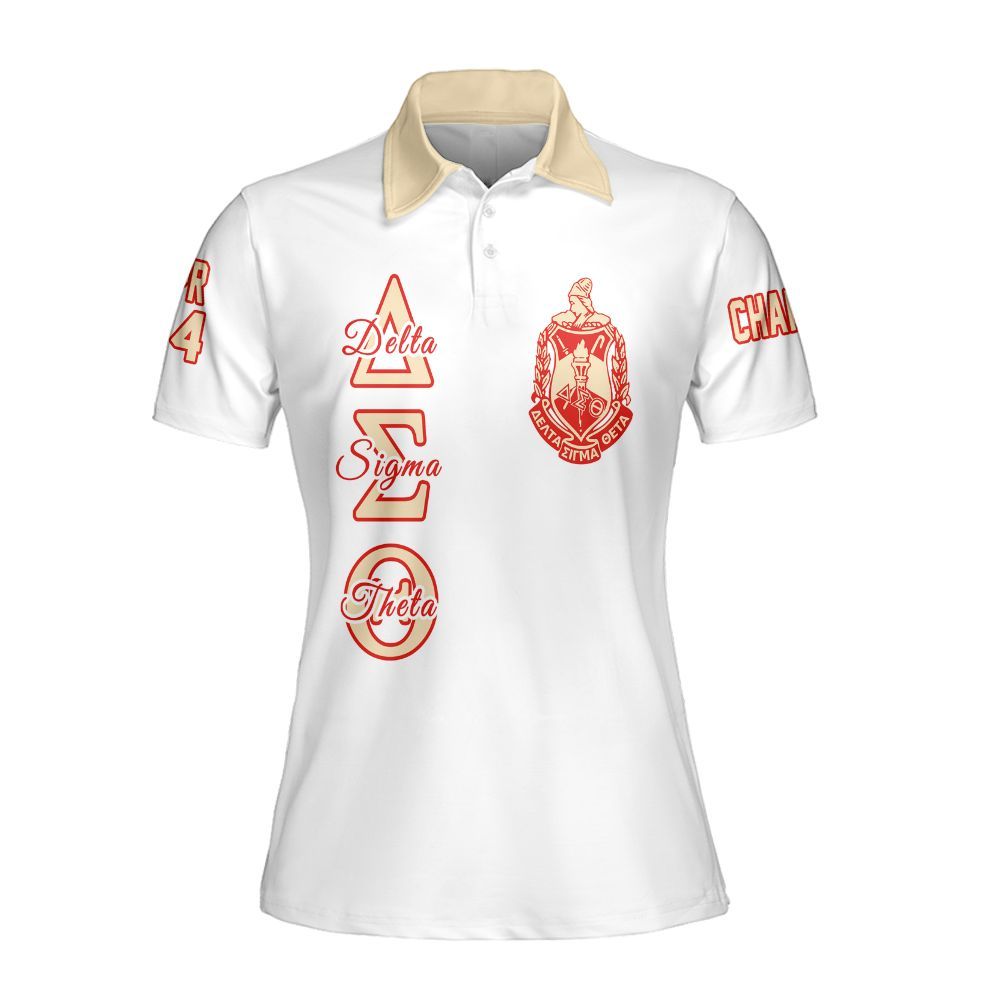 Ireishprint Delta Sigma Theta Custom Chapter Polo Shirt, Personalized White Mix Cream Polo Shirt Delta Sigma Theta Since 1913 Sorority Polo Shirt