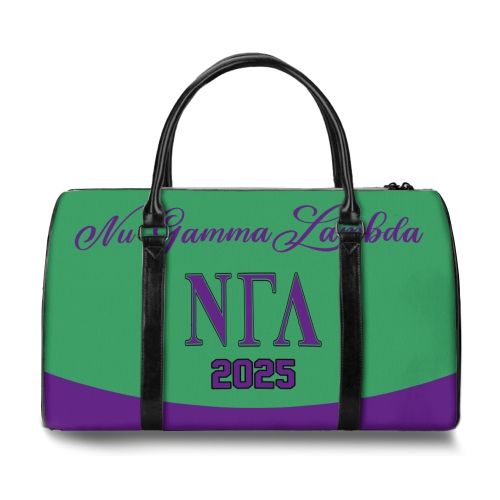Ireishprint Nu Gamma Lambda Travel Bag, Kelly Green And Purple Travel Bag Nu Gamma Lambda Sorority