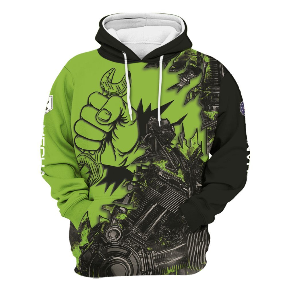 Amare Box Personalized Name All Over Printed Mechanic Shirt, Custom Name For Mechanics Unisex Hoodie