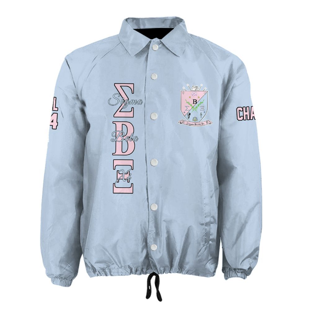 Ireishprint Sigma Beta Xi Custom Line Crossing Jacket, Personalized White Sigma Beta Xi Line Jacket Sorority Crossing Jacket