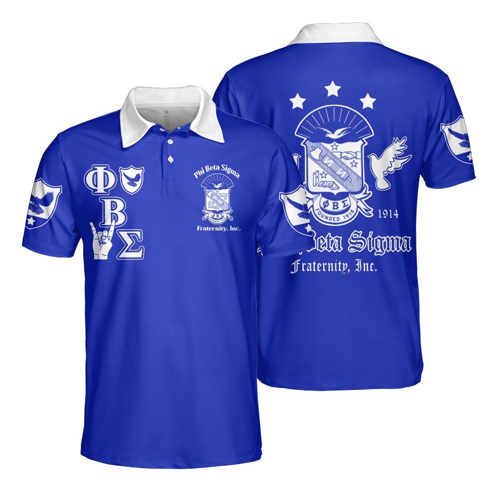 Ireishprint Phi Beta Sigma Polo Shirt, Dove Royal Blue Polo Phi Beta Sigma Fraternity Polo Shirt