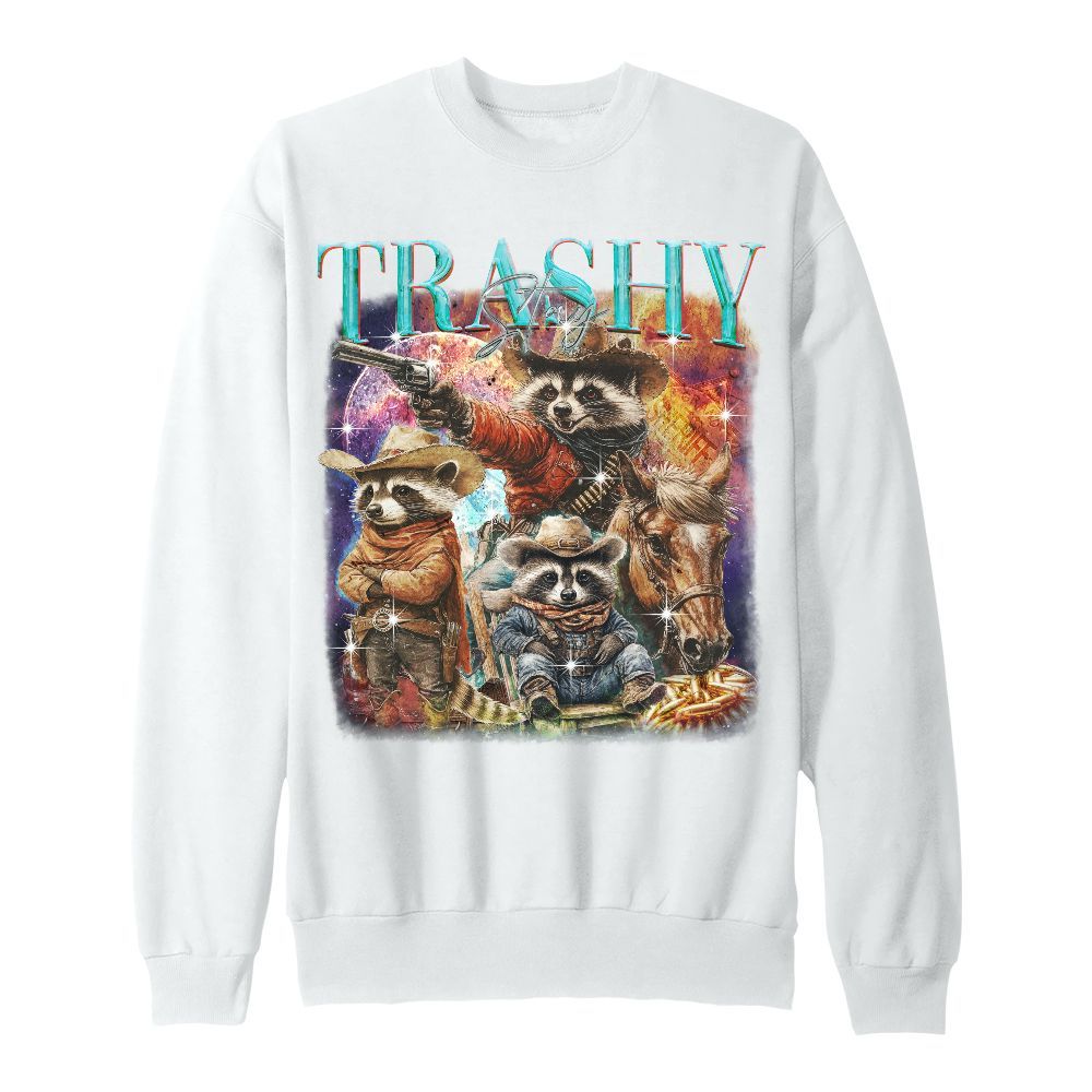 Amare Box Retro Stay Trashy Shirt, Funny Cowboy Cowboy Raccoon West Country Cute Unisex Sweatshirt