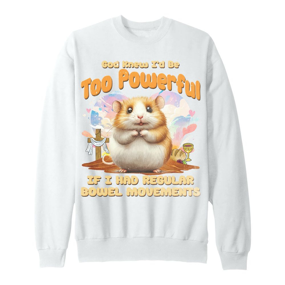 Amare Box Cute Hamster Meme Shirt, Retro God Knew I'd Be Too Powerful Quotes Gift For Fan Unisex Sweatshirt