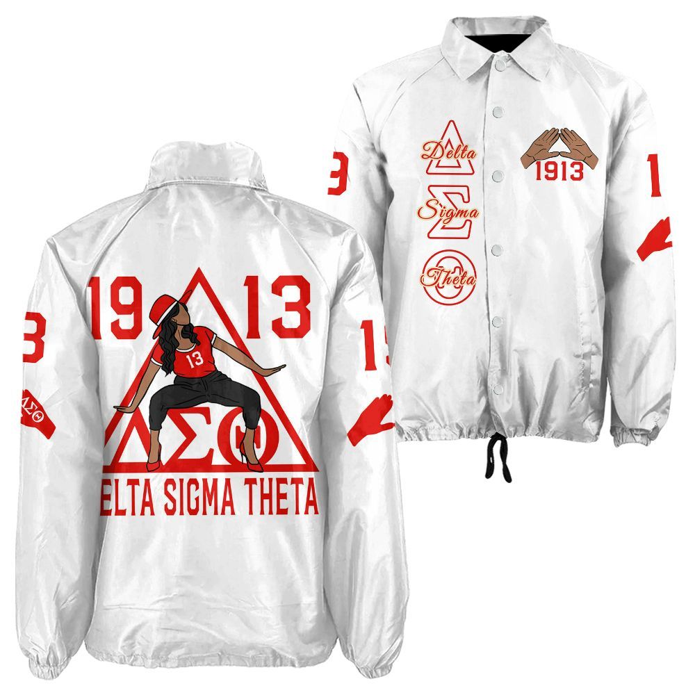Ireishprint Delta Sigma Theta Crossing Jacket, Delta Girl Hand Sign White Jacket Delta Sigma Theta Sorority Crossing Jacket