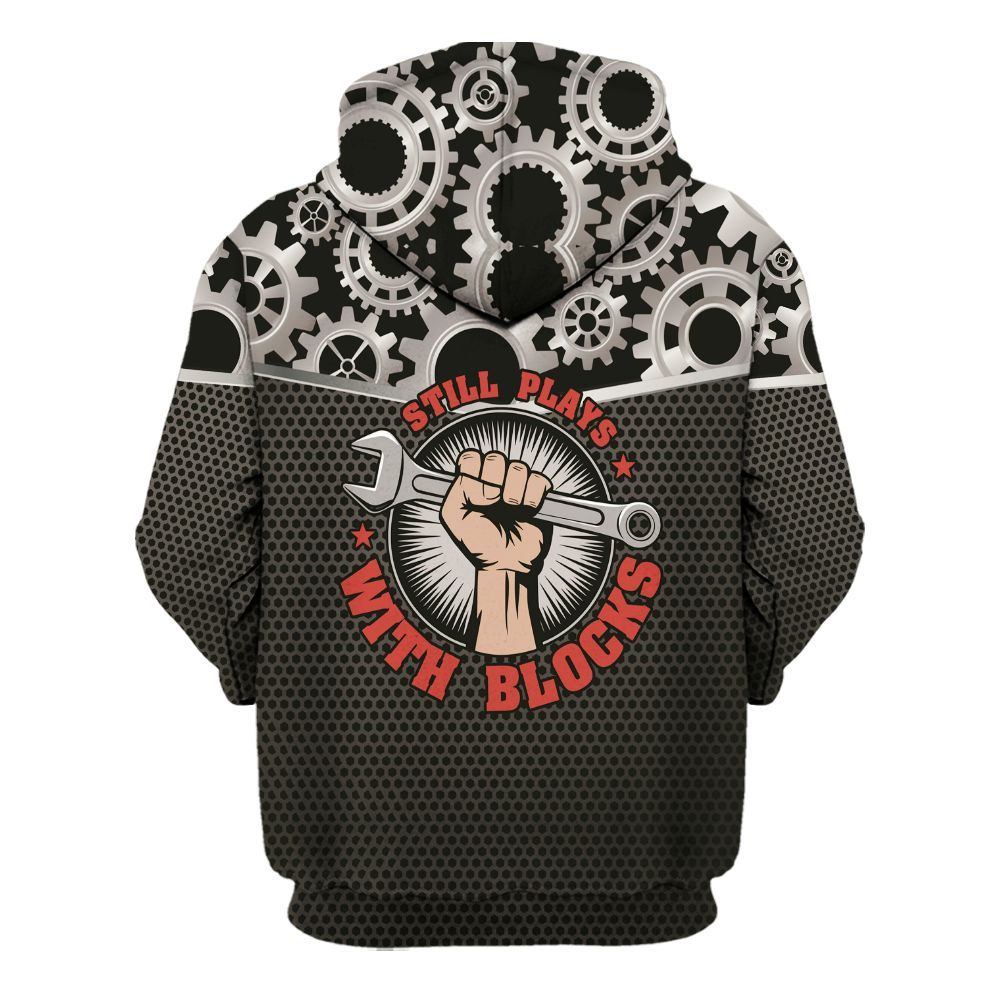 Amare Box Mechanic Shirt, Still Plays With Blocks, Custom Name Shirt, Mechanic Lover, Mechanic Clipart, Gift For Mechanician Unisex Hoodie