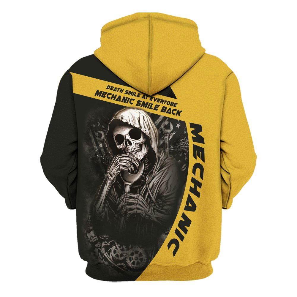 Amare Box Personalized Name Mechanic Smile Back To You All Over Printed Mechanic Unisex Gift Unisex Hoodie