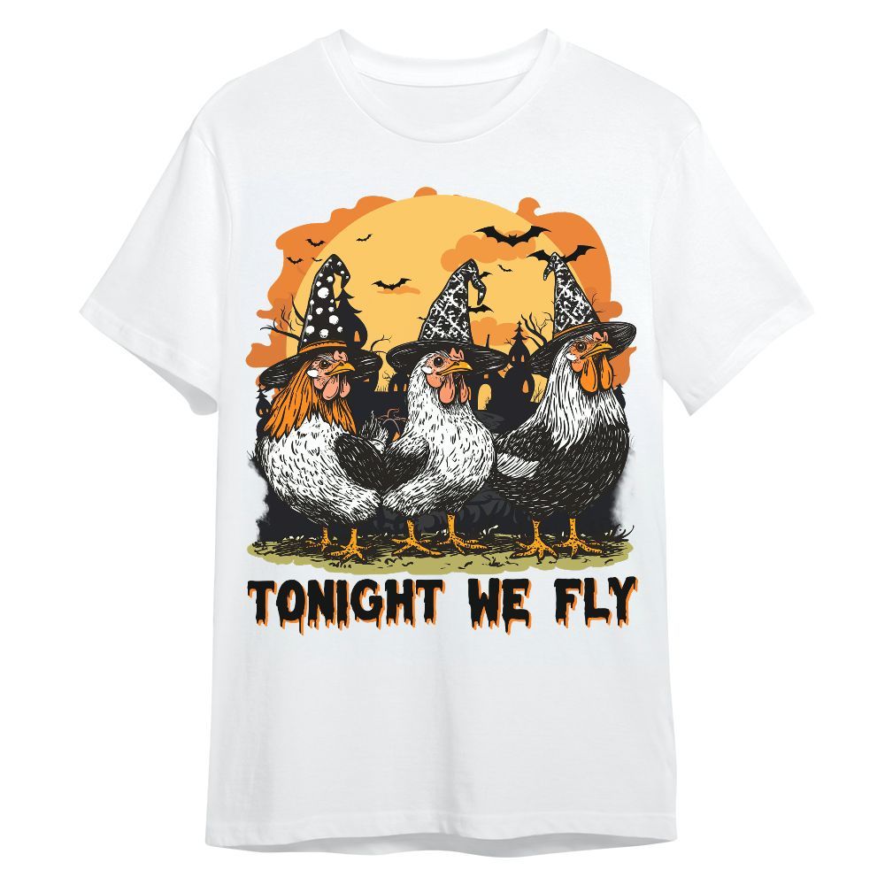 Amare Box Halloween Chickens Shirt, Funny Chicken Halloween Tonight We Fly Spooky Season Unisex Shirt