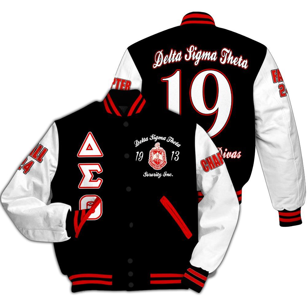 Ireishprint Delta Sigma Theta Custom Chapter Varsity Jacket, Delta Sigma Theta Sisterhood Sorority Jacket