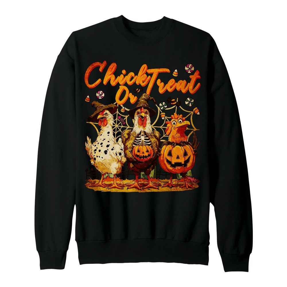 Amare Box Funny Chicken Halloween Shirt, Retro Chick Or Treat Cosplay Halloween Spooky Season Gift For Fan Unisex Sweatshirt