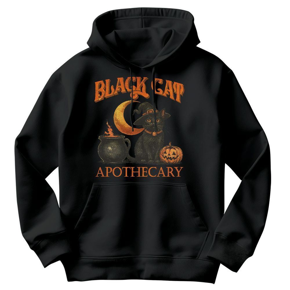 Amare Box Cat Halloween Shirt, Retro Black Cat Salem Apothecary Gift For Fan Unisex Hoodie