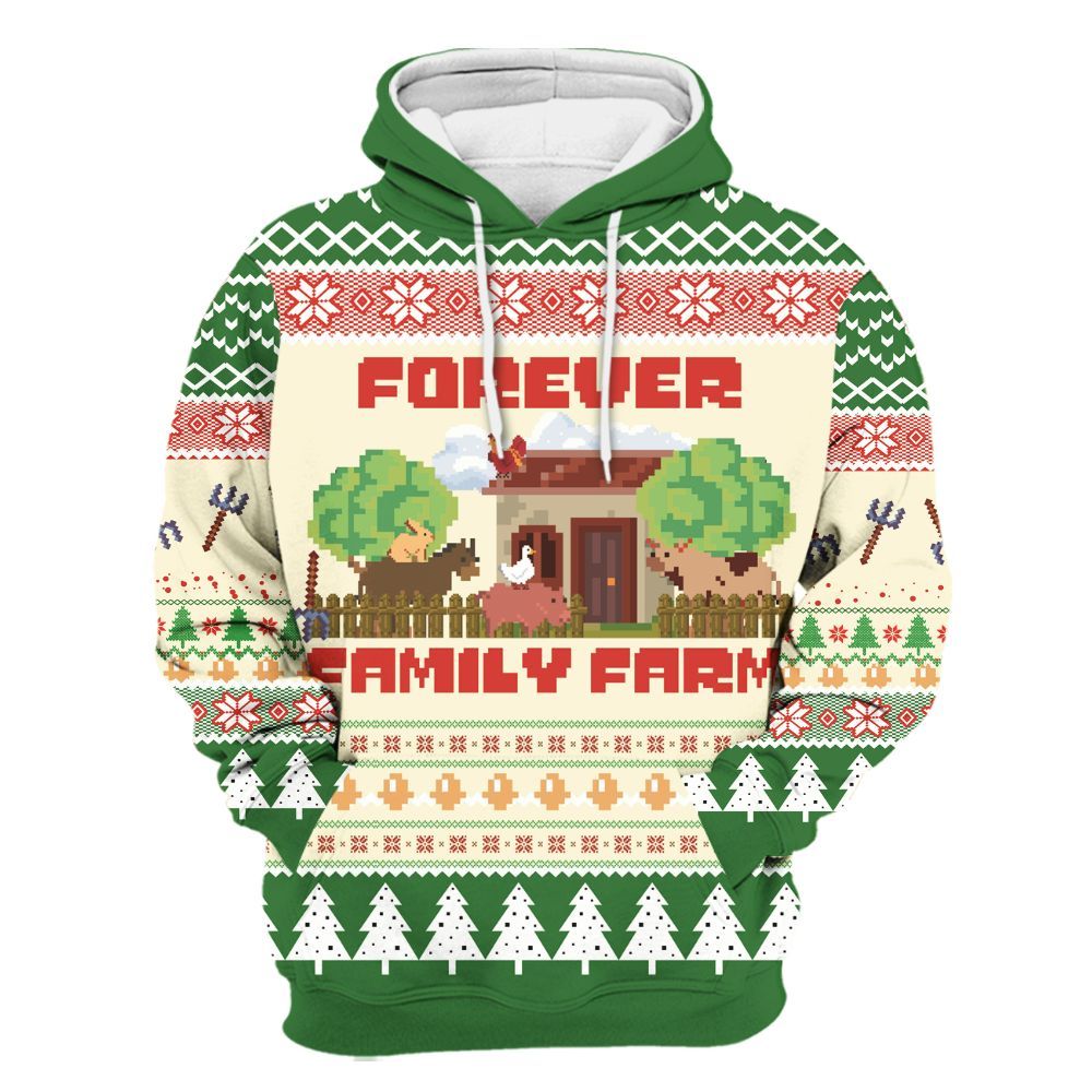 Amare Box Forever Family Farm Shirt, Christmas Farm, Cute Animal, Pixel Farm Christmas Unisex Gift Shirt Unisex Hoodie