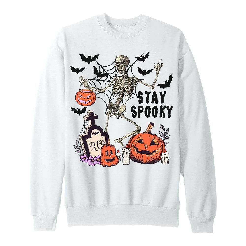 Amare Box Funny Skeleton Dacing With Pumpkin Halloween Shirt, Cute Skeleton Stay Spooky Gift For Fan Unisex Sweatshirt