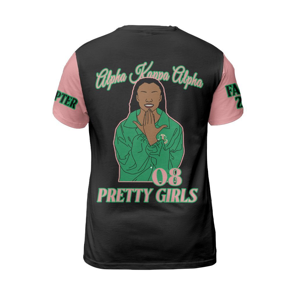 Ireishprint A.K.A Custom Chapter Shirt, Personalized Black Mix Salmon Pink Shirt A.K.A Sorority Shirt